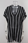 Explore More Collection - Slit Openwork Striped V-Neck Cover-Up