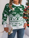 Explore More Doorbusters - Christmas Element Round Neck Long Sleeve Sweater