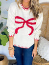 Explore More Collection - Bow Round Neck Long Sleeve Sweater