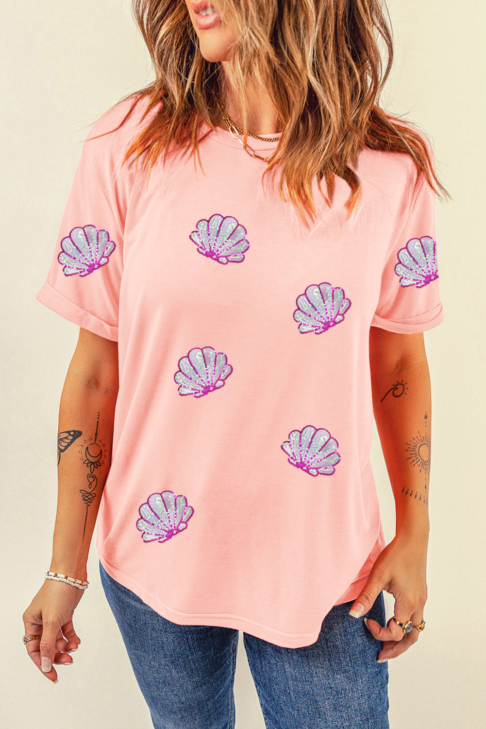 Explore More Collection - Shell Round Neck Short Sleeve T-Shirt