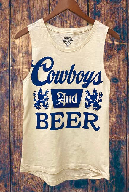 Cowboys and Beer Logo vintage Muscle Tank Top: Small