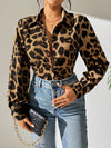 Explore More Collection - Leopard Collared Neck Long Sleeve Shirt