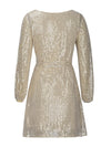 Explore More Collection - Sequin Tie Waist Long Sleeve Mini Dress