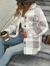 Explore More Collection - Plaid Dropped Shoulder Long Sleeve Plush Coat