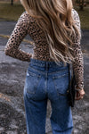 Explore More Collection - Animal Print Scoop Neck Long Sleeve Bodysuit