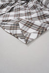 Explore More Collection - Full Size Plaid Collared Neck Balloon Sleeve Mini Shirt Dress