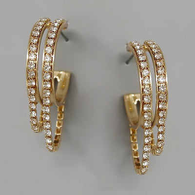 Glass Stone Embellished Drape Earrings - Choose Color