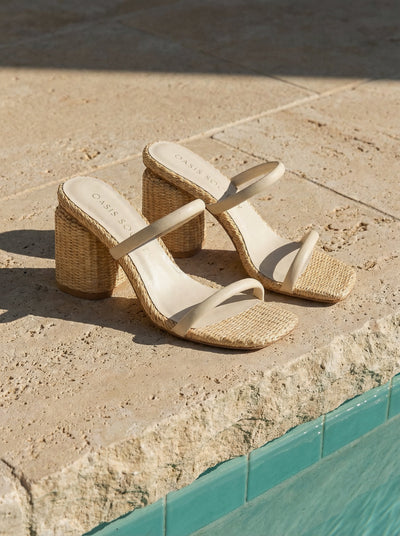 The Margaret | Beige Rattan Heel