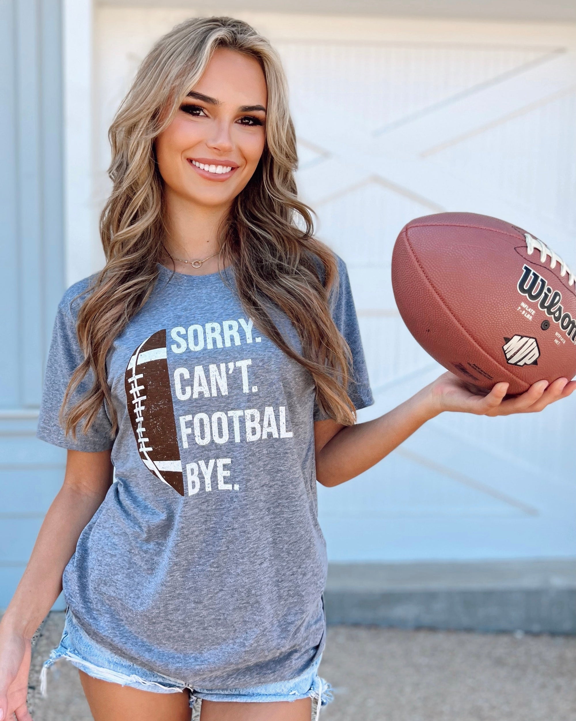 Explore More Collection - Gray Sorry. Can’t. FOOTBALL. Bye. Unisex Comfy Tee