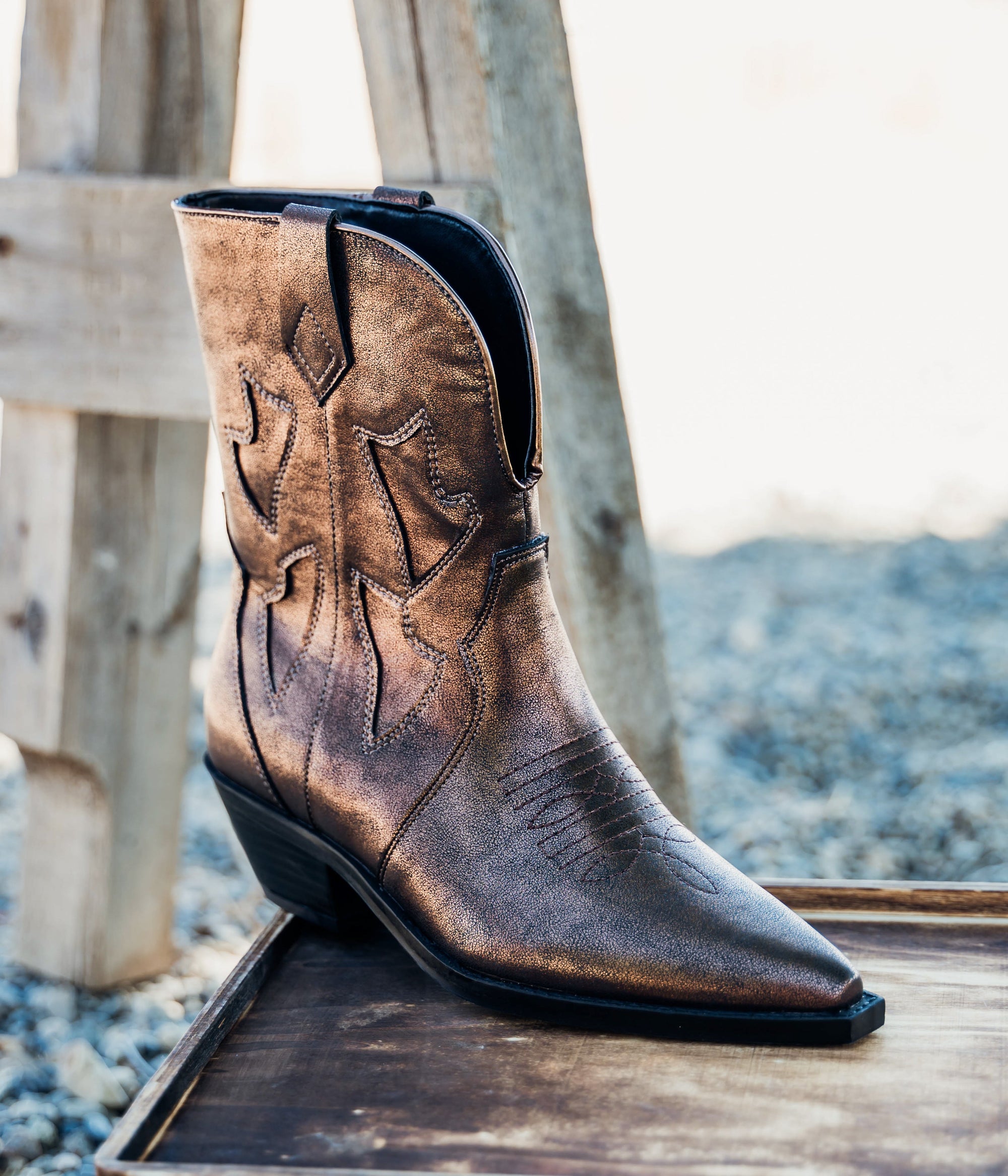 Explore More Collection - Jersey Metallic Boot in Bronze