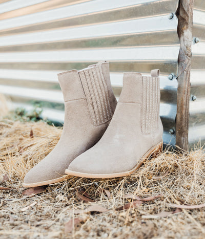 Explore More Collection - Leonor Suede Ankle Boot in Taupe