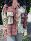 Daisy - A Daisy trimmed Washed Plaid Mixed Shirt