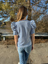 Dolly - America Graphic Puff Sleeve Striped Shirt