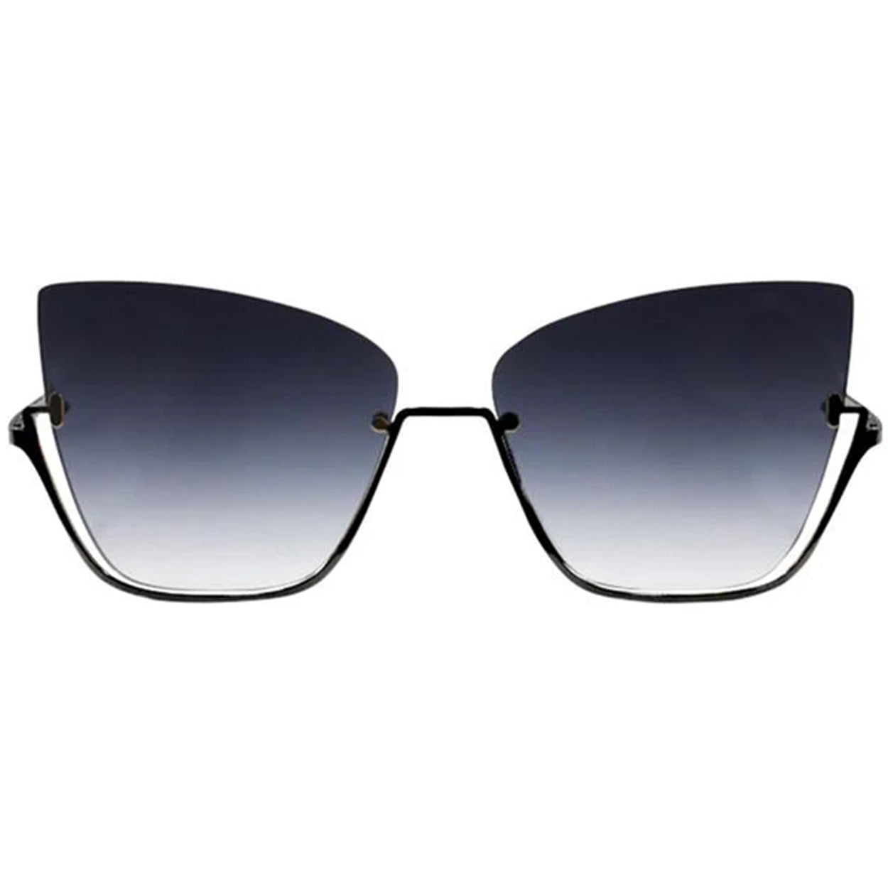 Explore More Collection - Vixen - Black Lens Black Frame Metal Cateye Sunglasses
