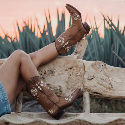Explore More Collection - Women's Snipped Toe Western Boots | Floral Showstopper Cowgirl Boots (M50044)