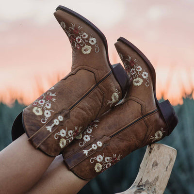 Explore More Collection - Women's Snipped Toe Western Boots | Floral Showstopper Cowgirl Boots (M50044)