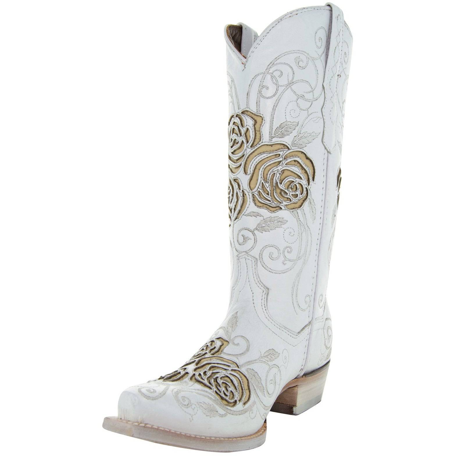 Explore More Collection Explore More Collection - White Rose Inlayed Women's Cowgirl Boots ...