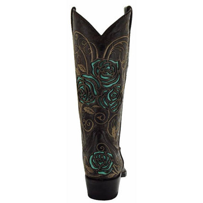 Explore More Collection - Turquoise Rose Inlayed Women's Cowgirl Boots