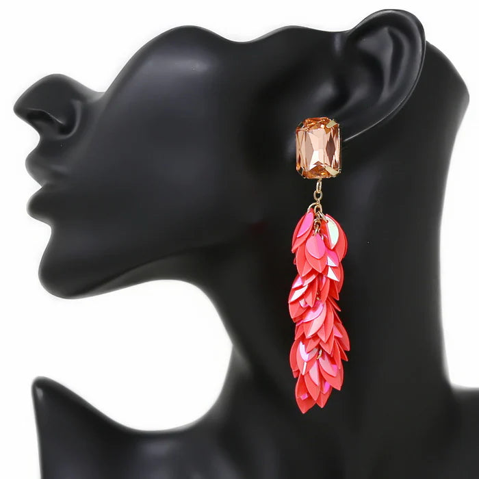 Sequin Fringe Tassel Dangle Earrings