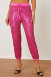 Explore More Collection - Sequin Drawstring Pants with Pockets