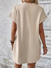 Explore More Collection - Pocketed Round Neck Short Sleeve Dress