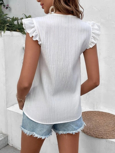 Explore More Collection - Full Size Ruffled V-Neck Tank