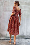 Explore More Collection - Polka Dot Square Neck Flounce Sleeve Dress