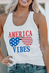 Explore More Collection - AMERICA VIBES Graphic Round Neck Tank