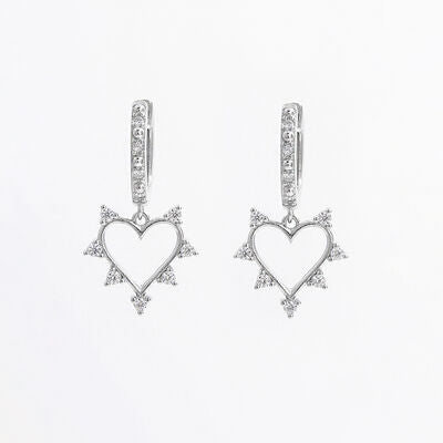 Explore More Collection - 925 Sterling Silver Inlaid Zircon Heart Dangle Earrings