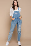 Explore More  Collection - POL Front Chest Zipper Slim Leg Denim Overalls