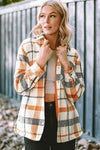 Explore More Collection - Plaid Collared Neck Snap Down Jacket