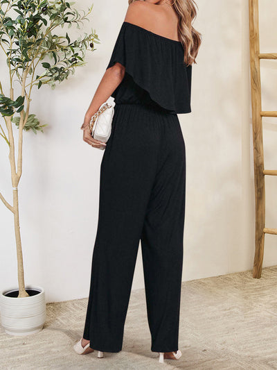 Explore More Collection - Ruffled Off-Shoulder Jumpsuit