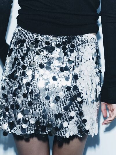 Explore More Collection - Sequin Mid-Rise Waist Skirt