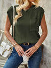 Explore More Collection - Pocketed Round Neck Knit Top