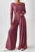 Explore More Collection - Ribbed Round Neck Top and Wide-Leg Pants Set