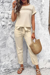 Explore More  Collection - Round Neck Short Sleeve Top and Pants Set