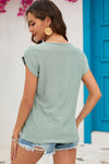 Explore More Collection - Eyelet Round Neck Short Sleeve T-Shirt