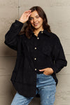 Explore More Collection - Full Size Collared Neck Dropped Shoulder Button-Down Jacket