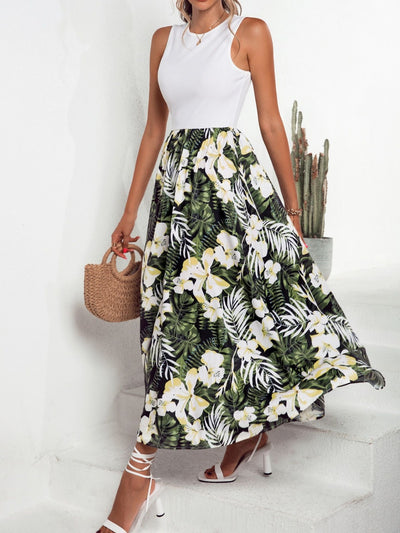 Explore More Collection - Printed Round Neck Sleeveless Dress