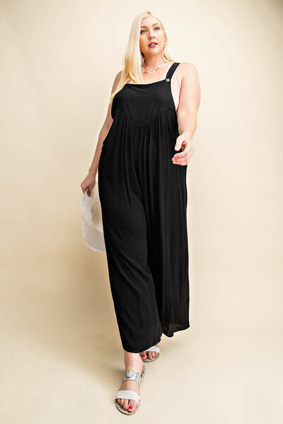 Explore More Collection - Kori America Full Size Sleeveless Ruched Wide Leg Overalls