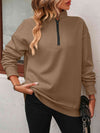 Explore More Collection - Zip-Up Dropped Shoulder Sweatshirt