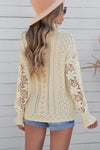 Explore More Collection - Openwork Lantern Sleeve Dropped Shoulder Sweater