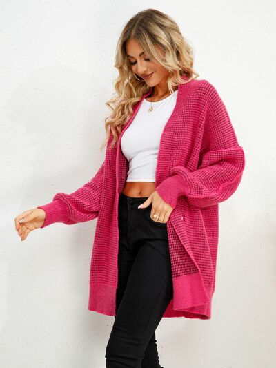 Explore More Collection - Open Front Dropped Shoulder Cardigan