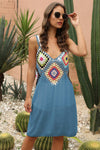 Explore More Collection - Geometric V-Neck Spaghetti Strap Cover Up Dress