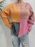 Explore More Collection - Color Block Decorative Button Long Sleeve Sweater