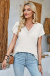 Explore More Collection - V-Neck Petal Sleeve T-Shirt