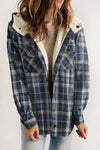 Explore More Collection - Plaid Snap Down Hooded Jacket