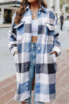 Explore More Collection - Plaid Button Up Dropped Shoulder Coat