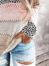 Explore More Collection - Full Size Openwork Leopard Drawstring Hooded Sweater