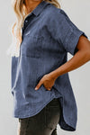 Explore More Collection - Pocketed Button Up Short Sleeve Denim Shirt